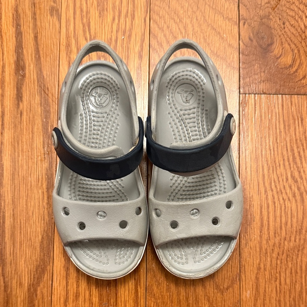 Crocs- Kids Gray and Navy Sandals- toddler size 9